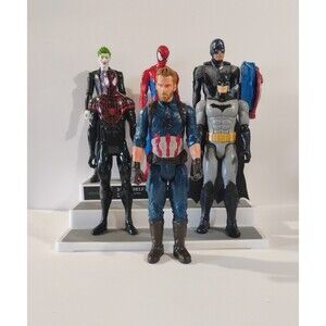 Marvel & DC  12" Figure Lot (6) Spider-Man- Venom Captain- America- Batman